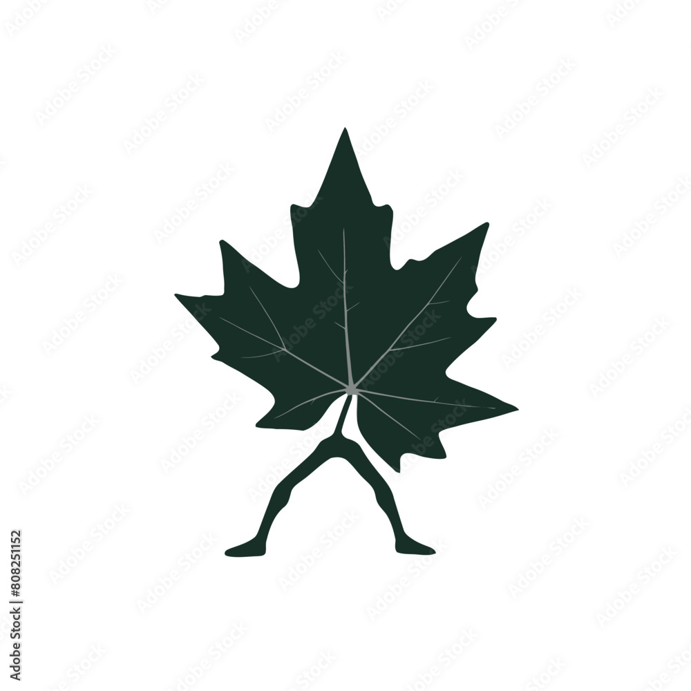 Linear black icons of leaves and branches set Linear black icons of leaves and branches set