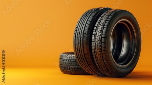 black car tires, color backdrop