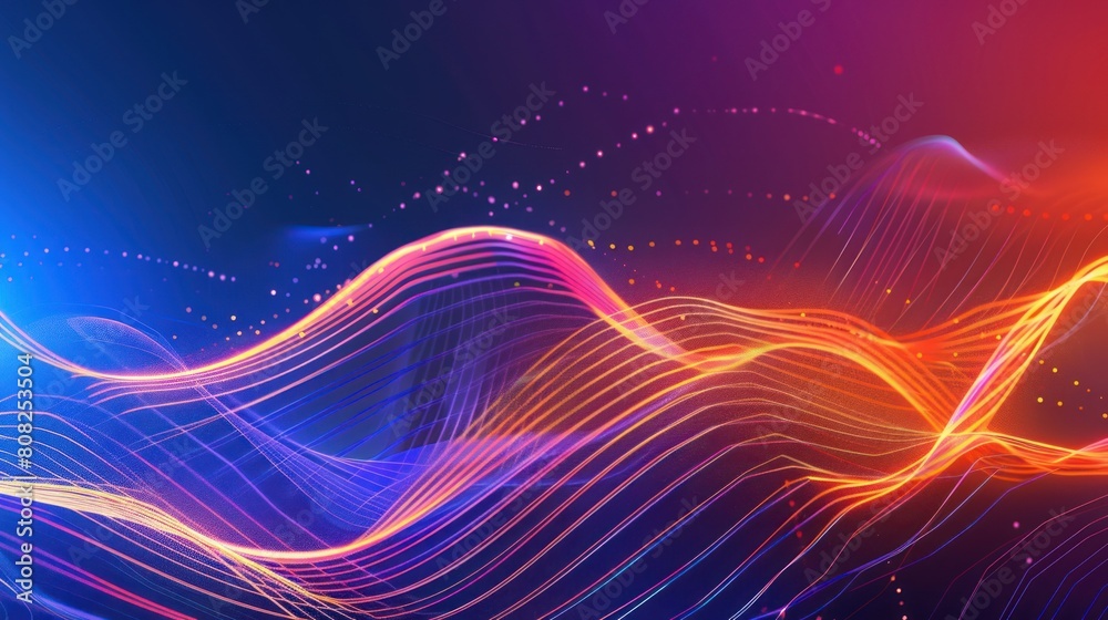 background of colorful light lines and waves, abstract glowing lines. Neon line structure. futuristic. Technology concept.
