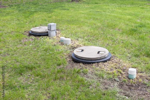 Septic tank system. Two chamber septic tank with alarm system