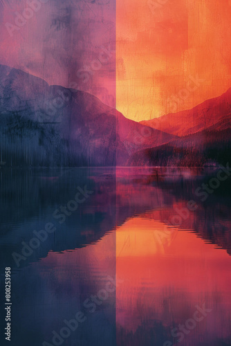 Layers of warm colors flowing into each other in a vertical composition, mimicking the serene layers of a late sunset,