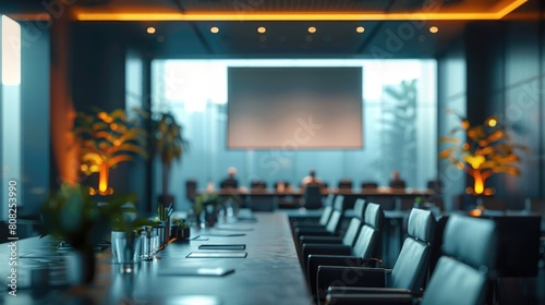 Modern Corporate Conference Room with Elegant Decor and City View © Anastasiia