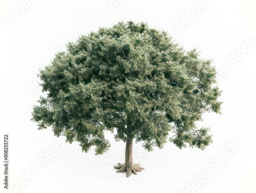 oak tree  green leaves on white background