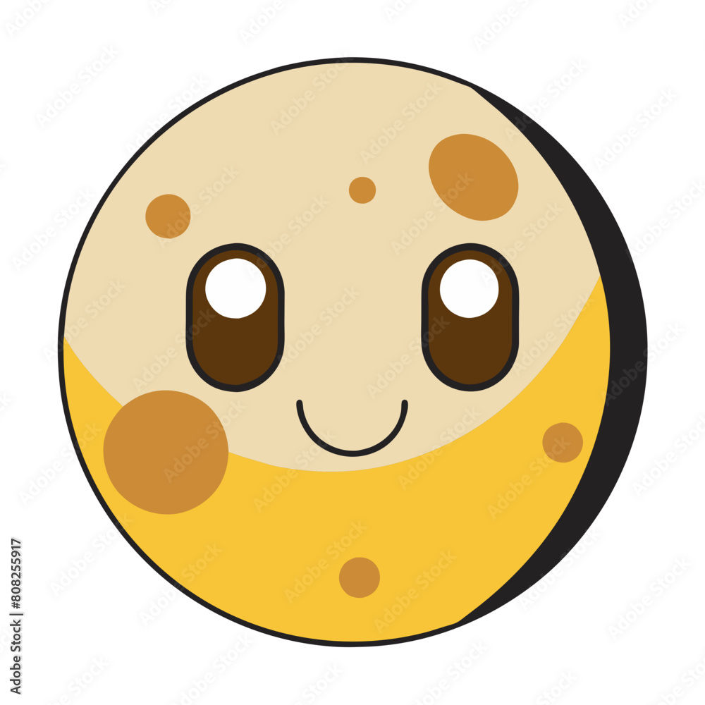 Fototapeta premium Smiling Moon Vector Illustration - children’s books, educational materials, decor