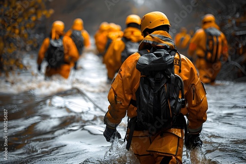Heroic Emergency Personnel Form Human Chain to Rescue People Trapped in Swift Floodwaters
