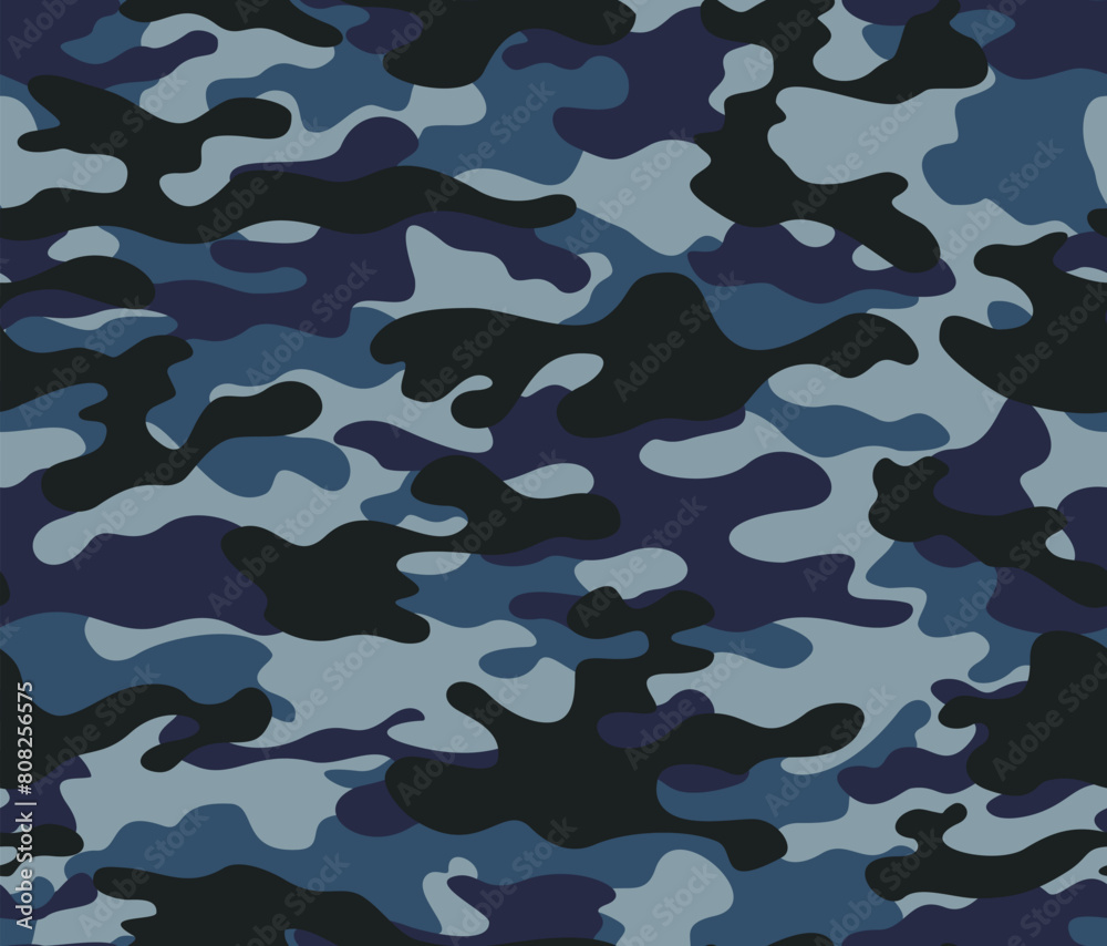 Army blue camouflage, marine texture, dark background, pattern repeat Army blue camouflage, marine texture, dark background, pattern repeat