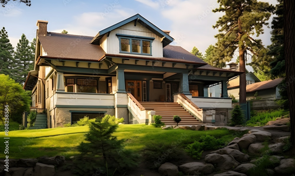 A house with a porch that has a porch on the front.
A house with a porch that has a porch on the front.