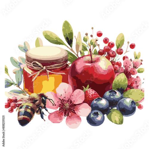 Enchanting natures nectar Watercolor Floral and Wildlife Scene