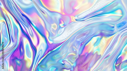 iridescent holographic fluid, white background, seamless © MstAsma