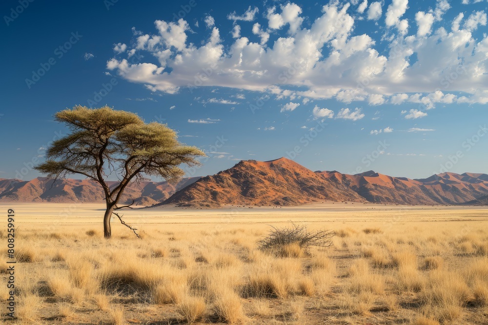 Rugged African desert landscape. Travel nature. Generate Ai