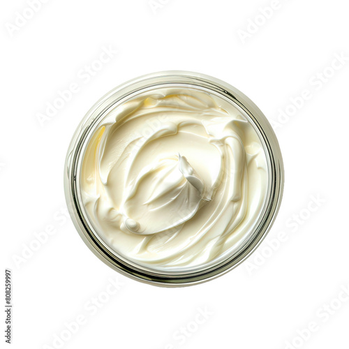 Jar of Cream top view on transparent or white background