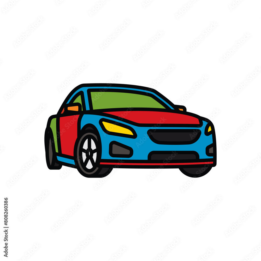 Fototapeta premium Original vector illustration. A passenger car. A contour icon.