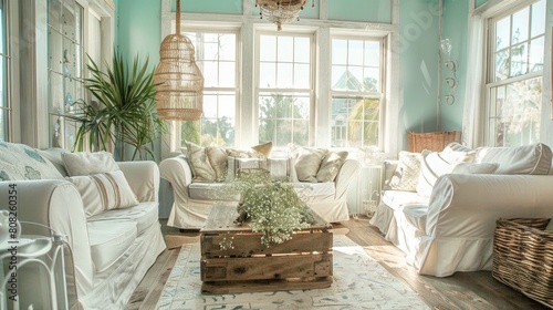 Coastal Shabby-Chic Sunroom  