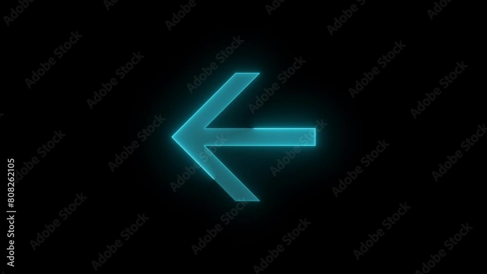 Left side arrow icon glowing neon cyan color animation black background Left side arrow icon glowing neon cyan color animation black background