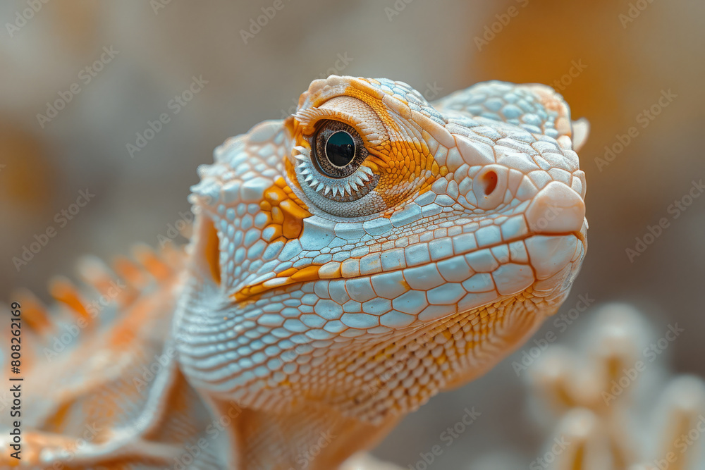 Fototapeta premium A reptile with a mirror-like skin surface that can reflect its surroundings for camouflage and to confuse predators by blinding them with sunlight,