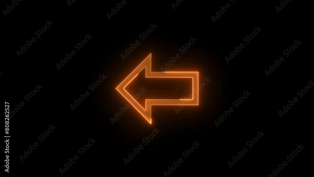 North left direction arrow icon glowing neon brown color animation black background North left direction arrow icon glowing neon brown color animation black background