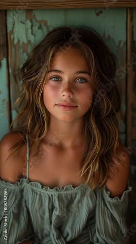 portrait young girl top ocean eyes cute freckles deep tan skin necromancer aged insanely aussie model bronze skinned adorable profile pic © Cary