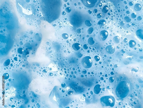 Background with macro bubble texture. Cleaning and laundry service concept. Abstract white soap foam texture.