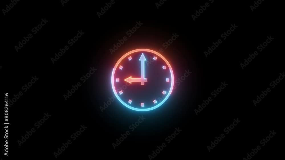 Neon nine O'clock star icon brown cyan color glowing animated black background Neon nine O'clock star icon brown cyan color glowing animated black background