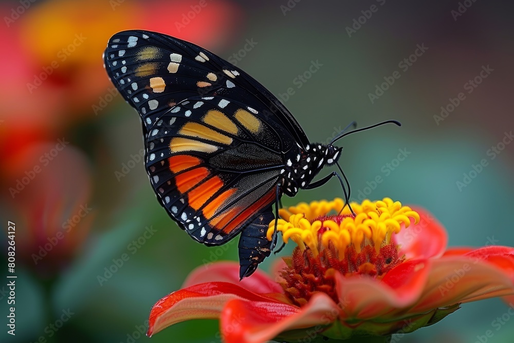 Butterfly Resting on Flower Petals Butterfly Resting on Flower Petals