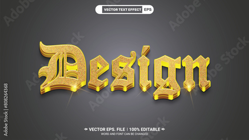 Design shiny luxury golden editable 3d vector text style effect