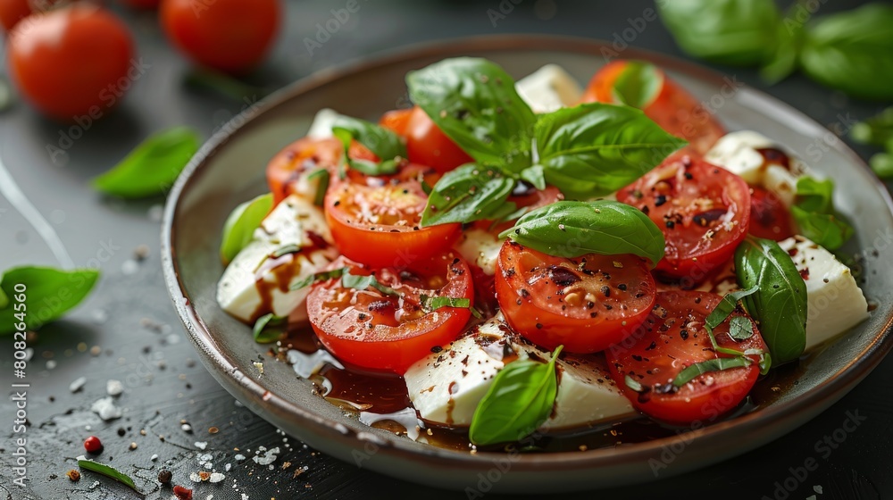 White Plate With Sliced Tomatoes and Mozzarella White Plate With Sliced Tomatoes and Mozzarella