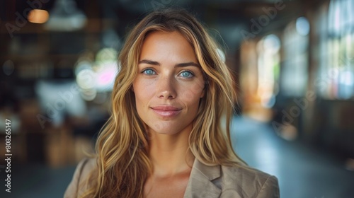 Woman With Long Blonde Hair and Blue Eyes