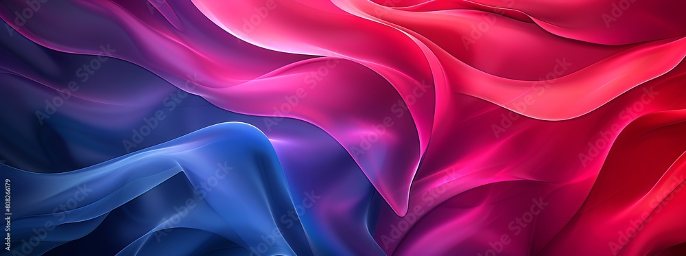 Obraz premium Smooth silk waves in warm colors blending on a soft background. Flowing texture in orange and pink hues. Concept of fluid motion, elegance, and digital textile design. Backdrop