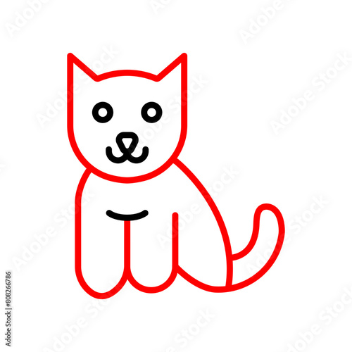 Cat  Vector Line Two Color Icon