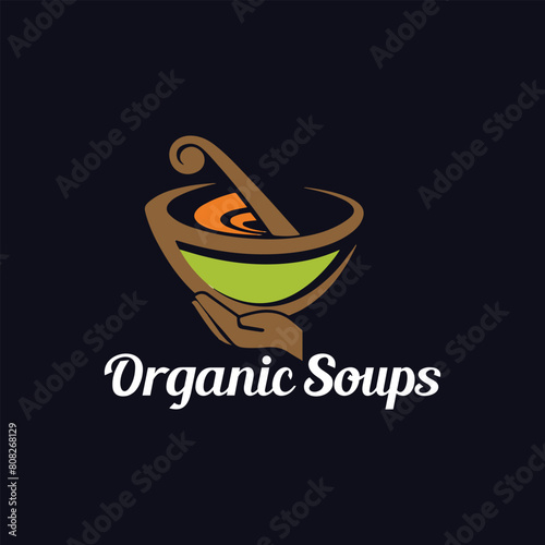 eco bio medical and natural soup logo design vector