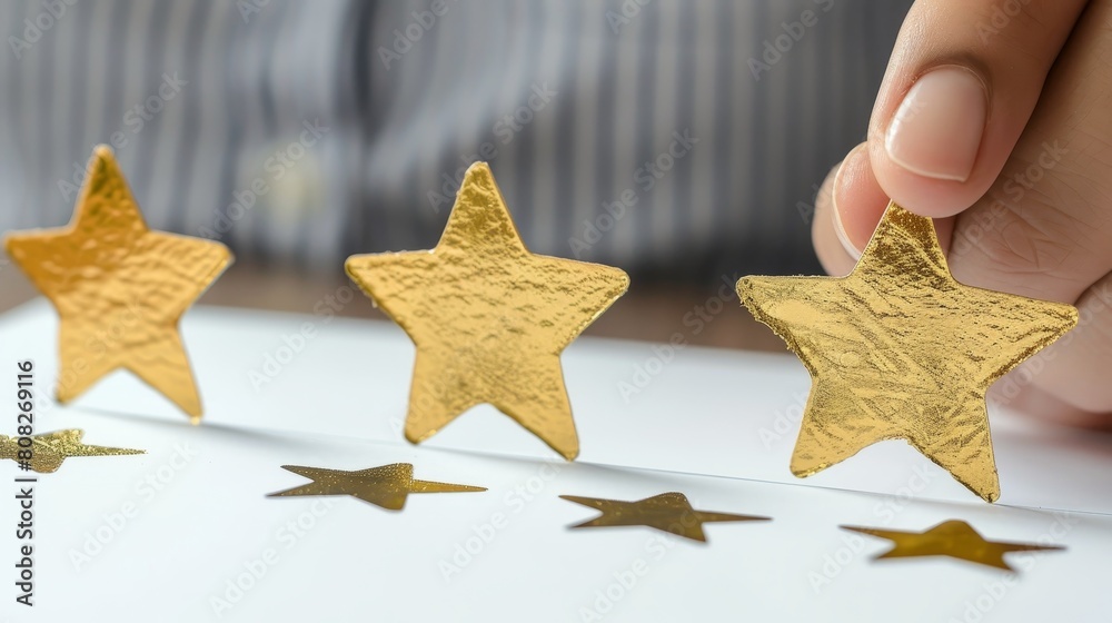 Hand touching phone for 5-star review, feedback from satisfied client, excellent service Hand touching phone for 5-star review, feedback from satisfied client, excellent service