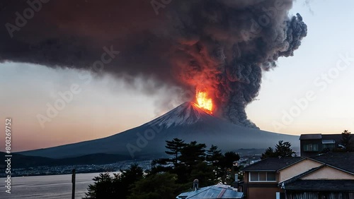 Mt. Fuji large eruption image video photo