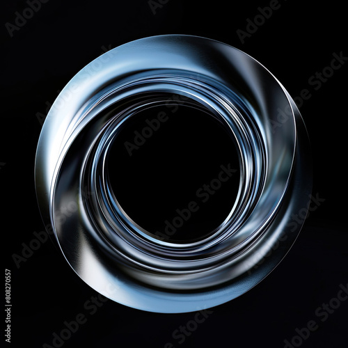 Titanium circle wave shape isolated on black background