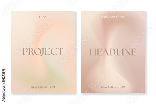 Set of 2 abstract gradient backgrounds in soft organic colors. For covers, wallpapers, branding, social media and others. For web and print. Just add your text.