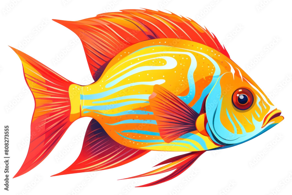 PNG  Tropical fish goldfish animal white background.