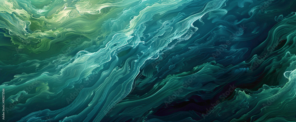 Ribbons of jade green and azure blue merging seamlessly, reminiscent of the serene beauty of a mountain stream. Ribbons of jade green and azure blue merging seamlessly, reminiscent of the serene beauty of a mountain stream.