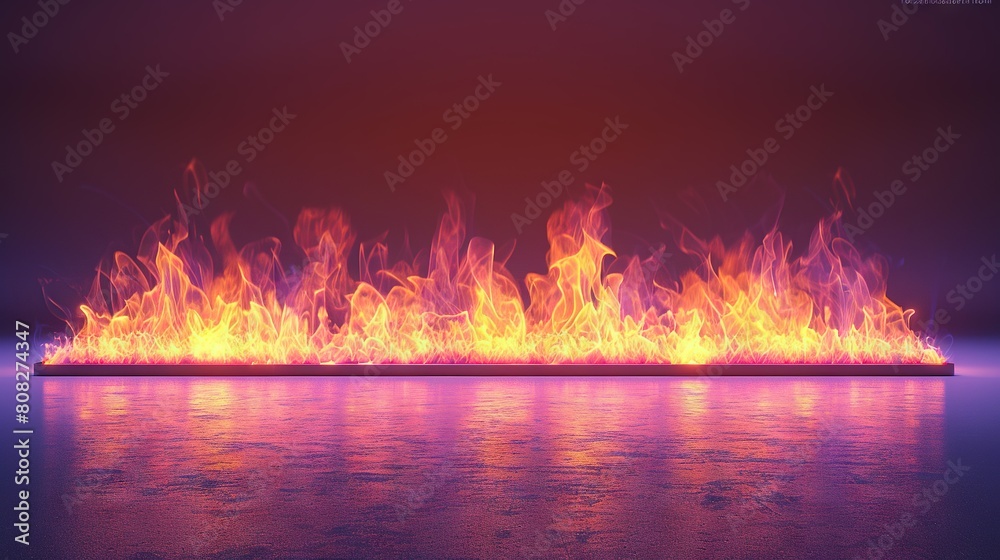   Computer Keyboard on Fire Reflecting in Water
