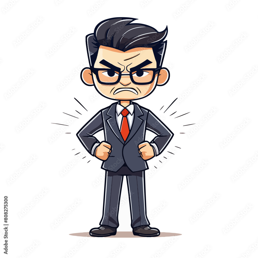 Stressed angry Businessman: Funny and Kawaii Vector Illustration in EPS 10