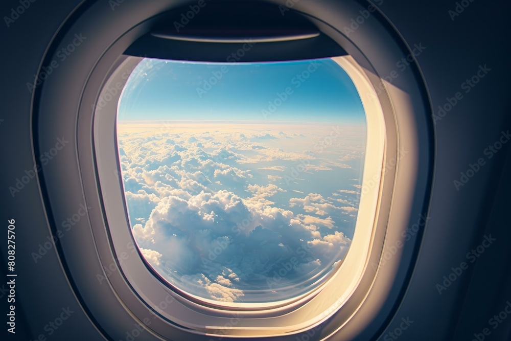 Sealed Airplane window. Travel view interior. Generate Ai Sealed Airplane window. Travel view interior. Generate Ai
