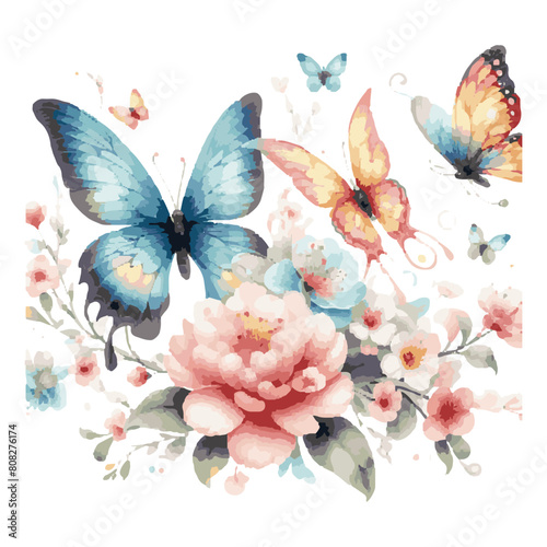  beautiful and colorful watercolor image of a fluttering fancies isolated on a transparent background © Ayesha