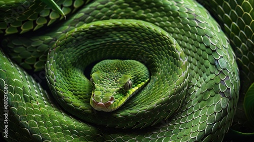 Green Goldy Skin Viper Snake - Reptile photo