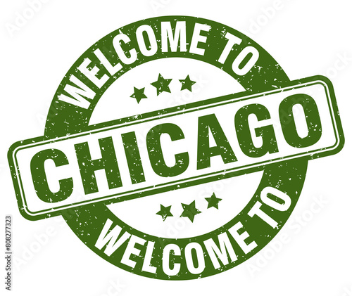 Welcome to Chicago stamp. Chicago round sign