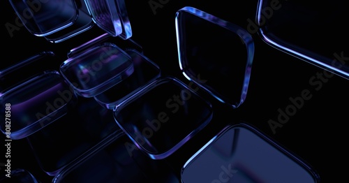 Abstract geometric blocks on a black background, 3d render