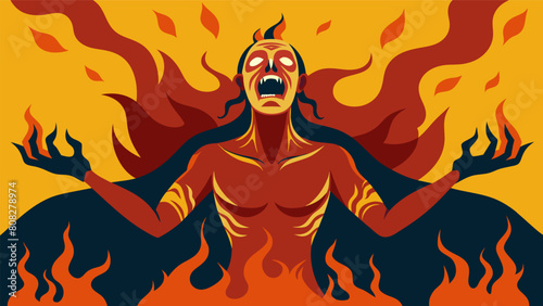 An album cover showing a figure consumed by flames their body twisted and contorted in agony as the fire takes on the form of screaming faces..