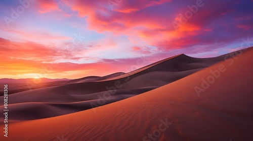 Sunset over sand dunes in Death Valley National Park, California © A