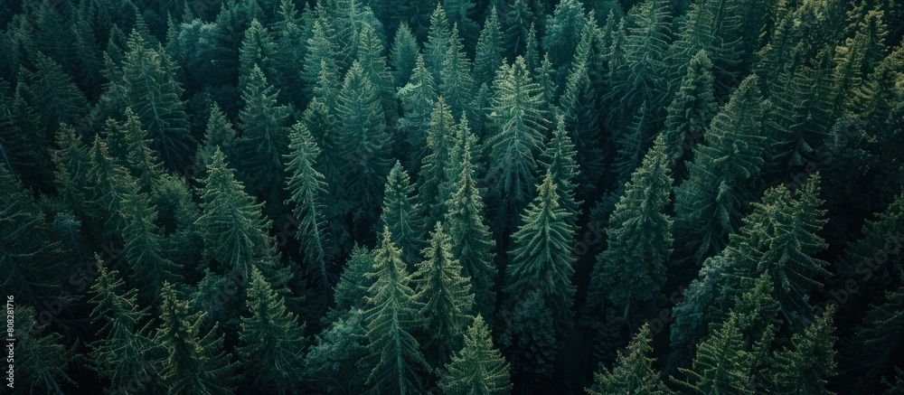 natural view of pine trees seen from above