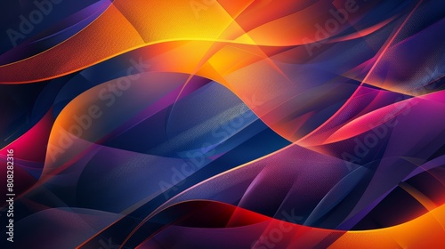 Abstract design with orange and blue gradient waves.