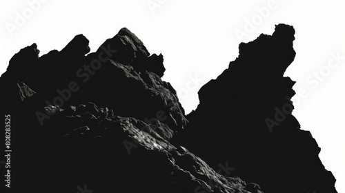 black and white silhouette of a mountain, cutout