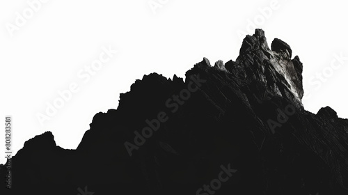 black and white silhouette of a mountain  cutout
