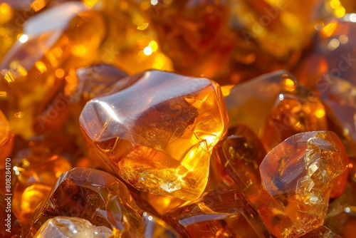 Ancient Amber stones. Natural yellow mineral. Generate Ai